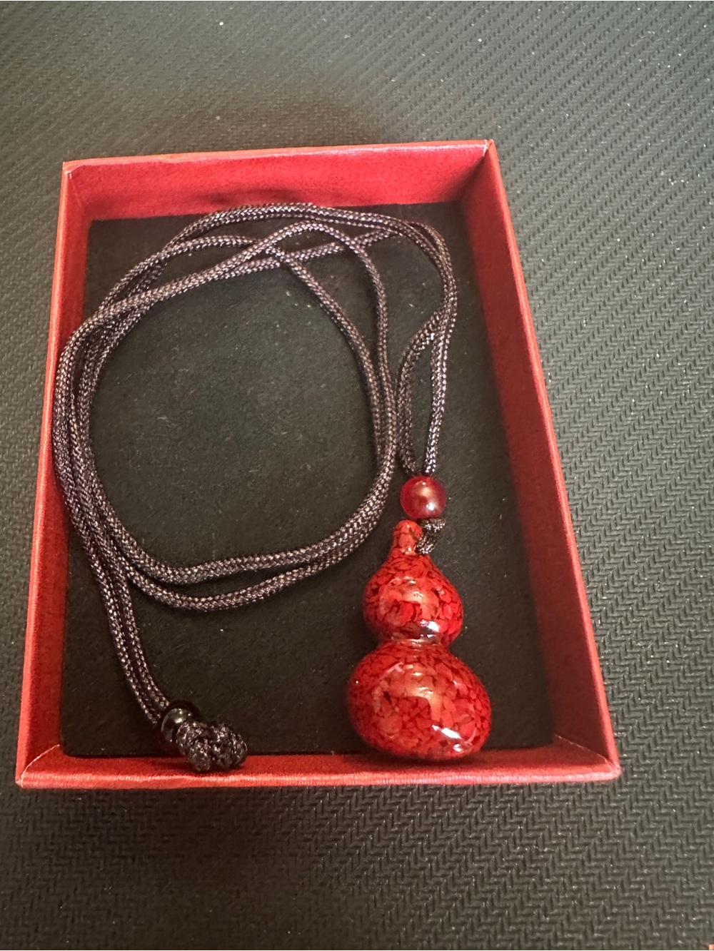 Red Cinnabar Gourd Pendant Necklace – Feng Shui Lucky Charm